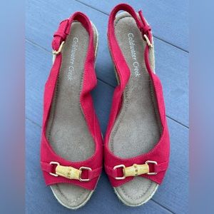 New Coldwater Creek Red Espadrilles with Bamboo Detail Size 9 Sandals